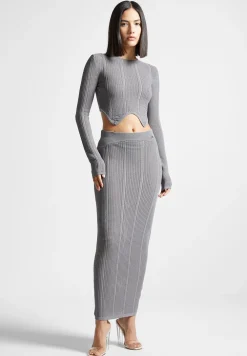 2-In-1 Long Sleeve Knitted Midaxi Dress