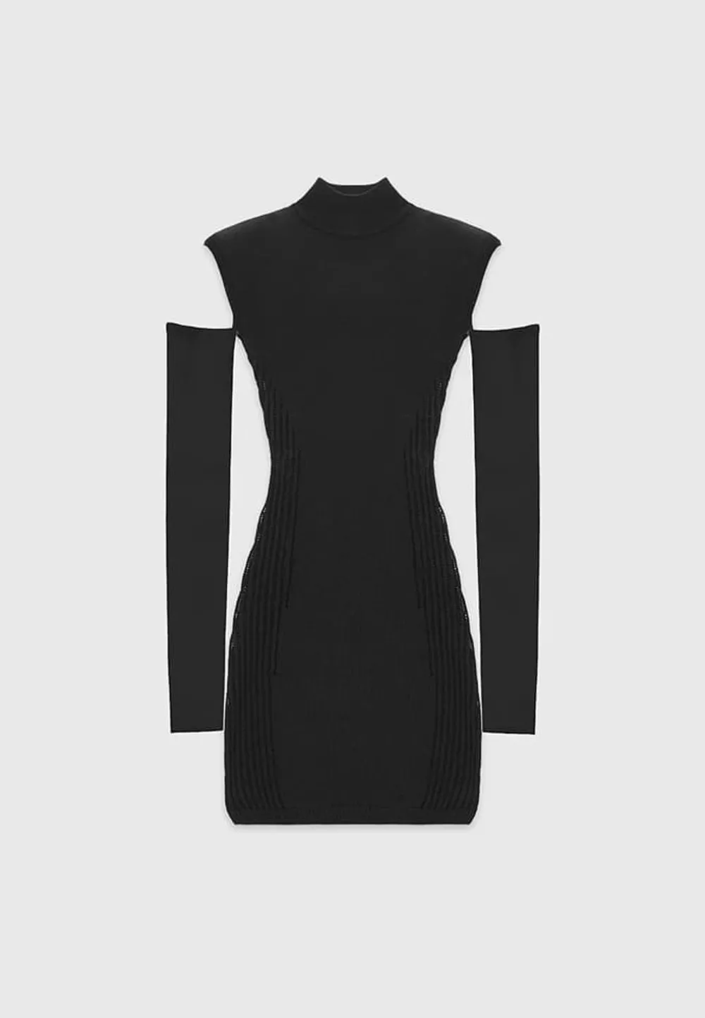 Knitted Contour Dress With Vegan Leather Sleeves