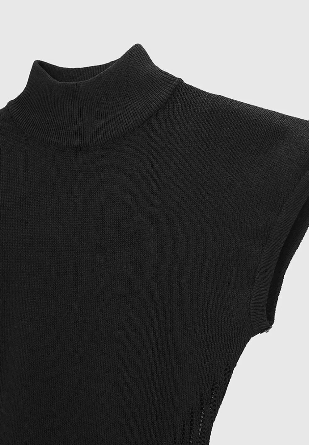 Knitted Contour Dress With Vegan Leather Sleeves