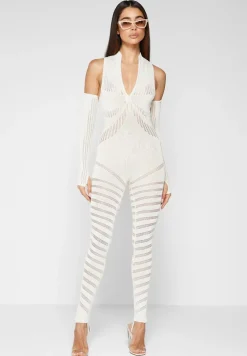 Knitted Contour Jumpsuit With Sleeves