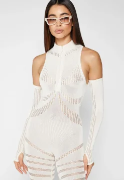 Knitted Contour Jumpsuit With Sleeves