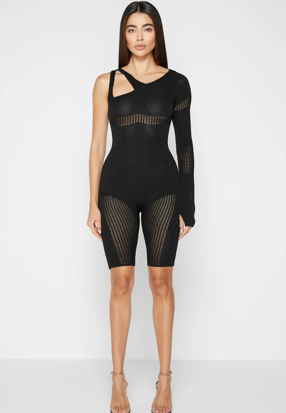 Knitted Contour One Sleeve Playsuit