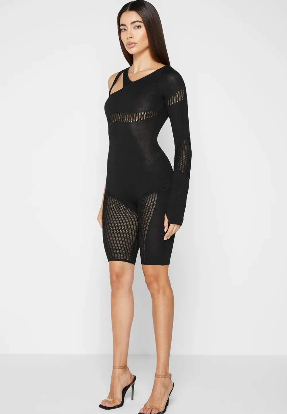 Knitted Contour One Sleeve Playsuit