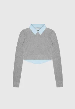 Knitted Jumper With Shirt Detail