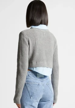 Knitted Jumper With Shirt Detail