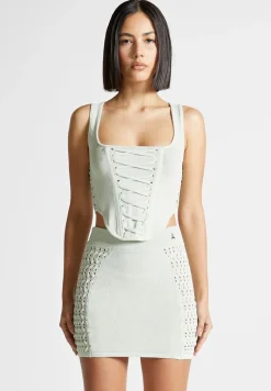 Knitted Lace Up Corset Top