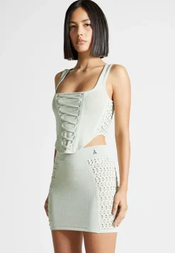 Knitted Lace Up Corset Top