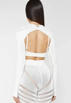 Knitted Sleeve Overlay With Bralette - White