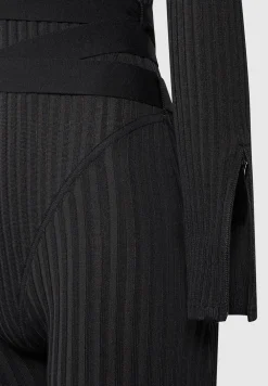 Knitted Two Tone Jumpsuit With Belt