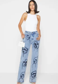 Line Art Boyfriend Jeans