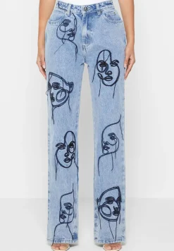 Line Art Boyfriend Jeans