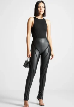 Matte Vegan Leather Contour Leggings