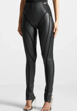Matte Vegan Leather Contour Leggings