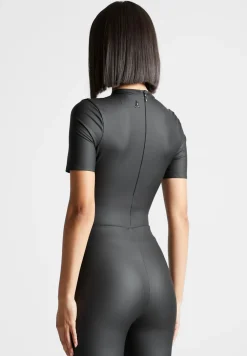 Matte Vegan Leather Tee Bodysuit