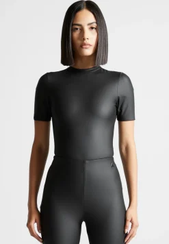 Matte Vegan Leather Tee Bodysuit