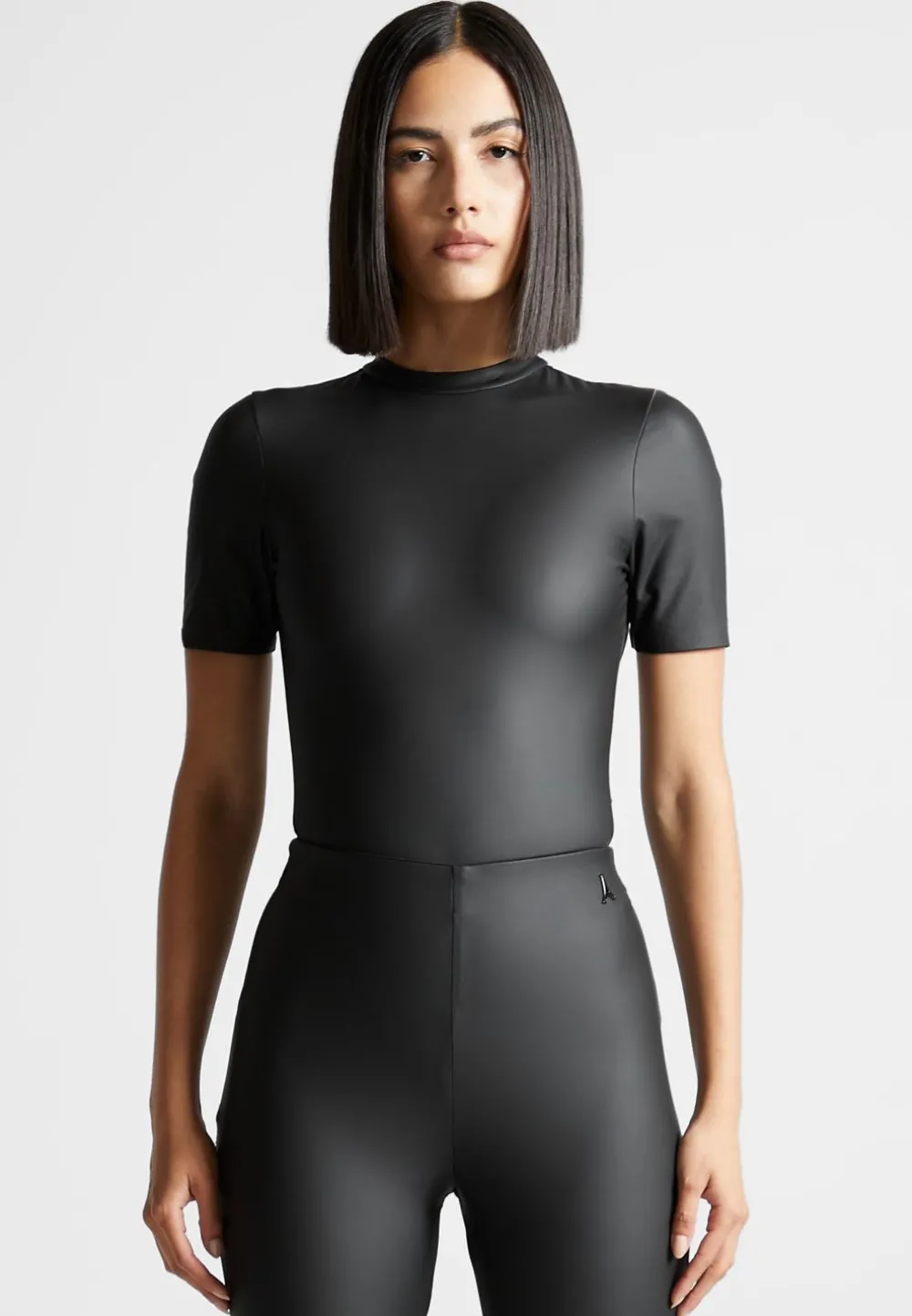 Matte Vegan Leather Tee Bodysuit