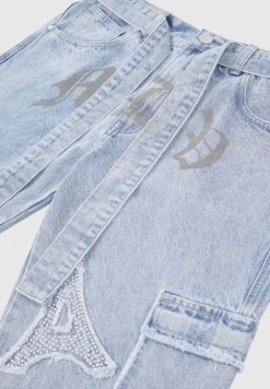 Mdv Rhinestone Eiffel Patch Jeans