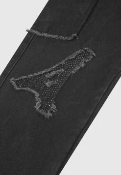 Mdv Rhinestone Eiffel Patch Jeans