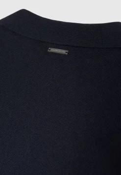 Merino Wool Long Sleeve Polo Top With Zip