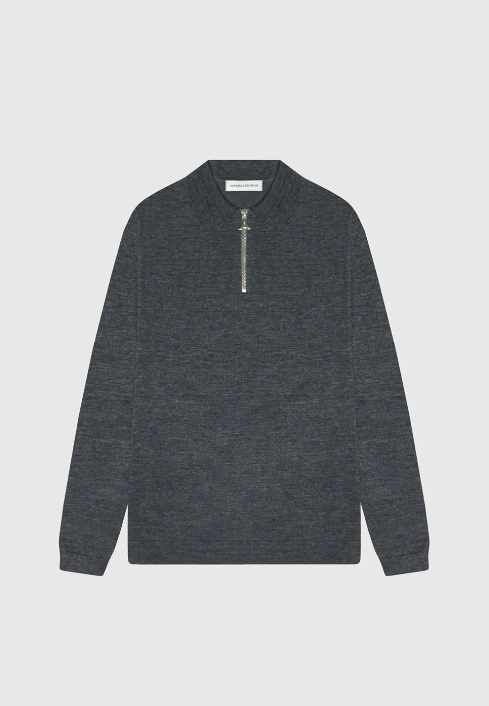 Merino Wool Long Sleeve Polo Top With Zip