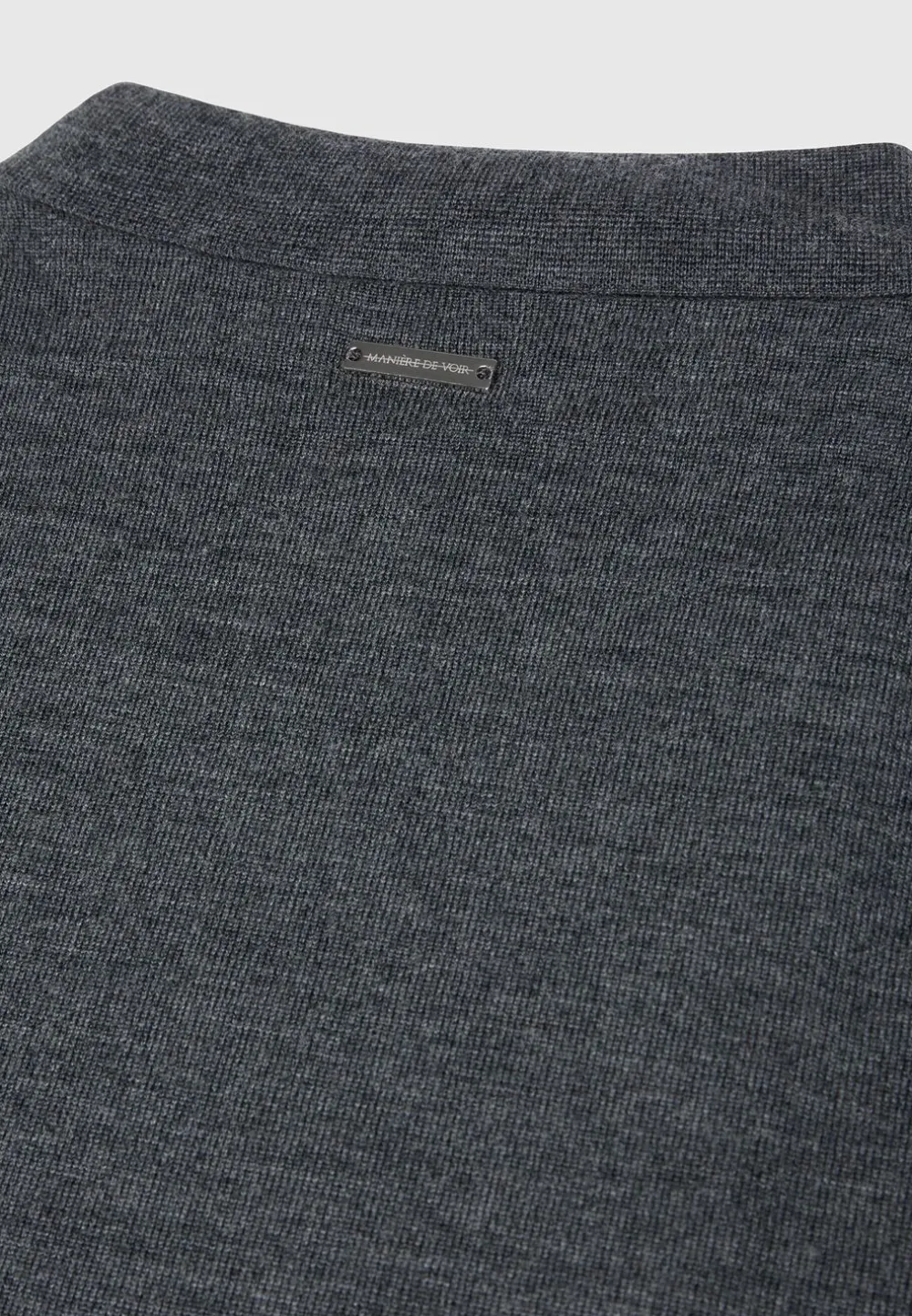 Merino Wool Long Sleeve Polo Top With Zip