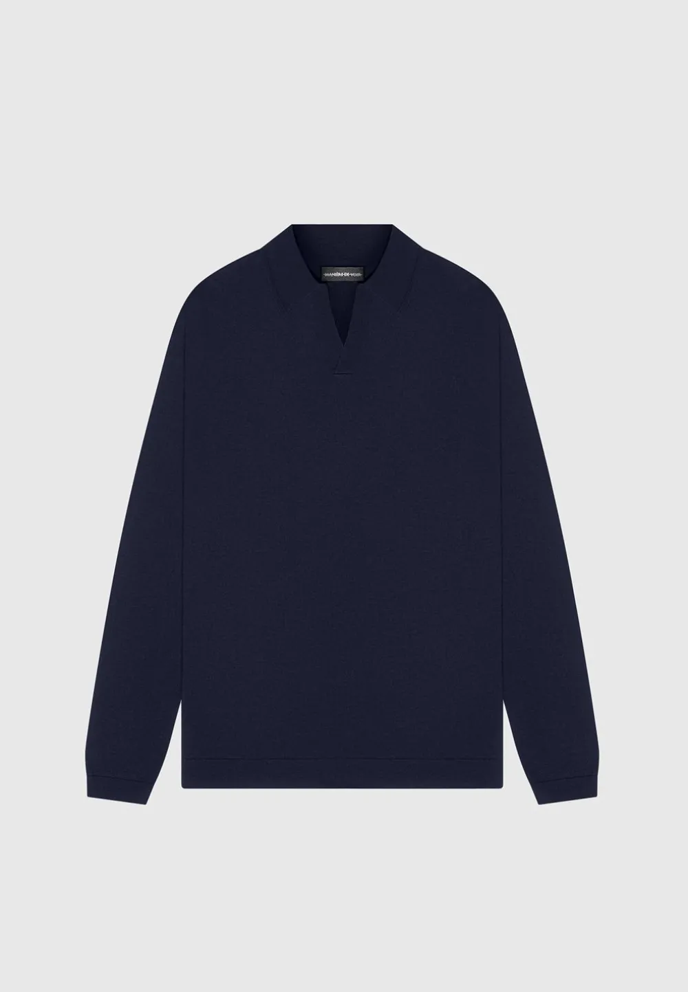 Merino Wool Long Sleeve Revere Polo Shirt