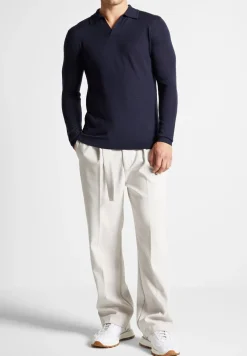 Merino Wool Long Sleeve Revere Polo Shirt