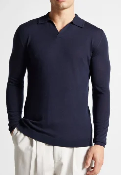Merino Wool Long Sleeve Revere Polo Shirt