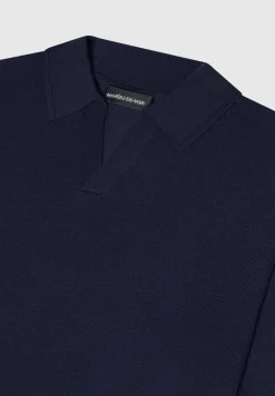 Merino Wool Long Sleeve Revere Polo Shirt