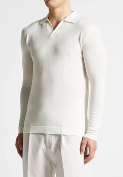 Merino Wool Long Sleeve Revere Polo Shirt