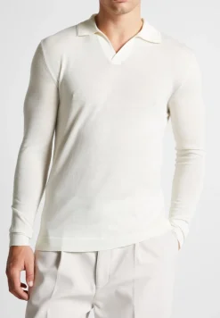 Merino Wool Long Sleeve Revere Polo Shirt