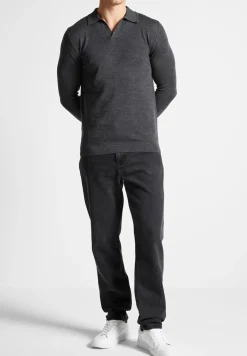 Merino Wool Long Sleeve Revere Polo Shirt