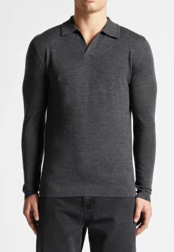 Merino Wool Long Sleeve Revere Polo Shirt