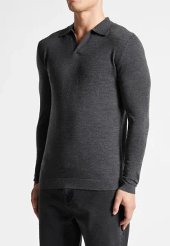 Merino Wool Long Sleeve Revere Polo Shirt