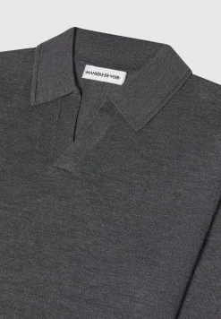 Merino Wool Long Sleeve Revere Polo Shirt