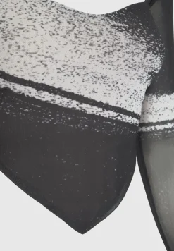 Mesh Printed Top With Sleeve Overlay - Black