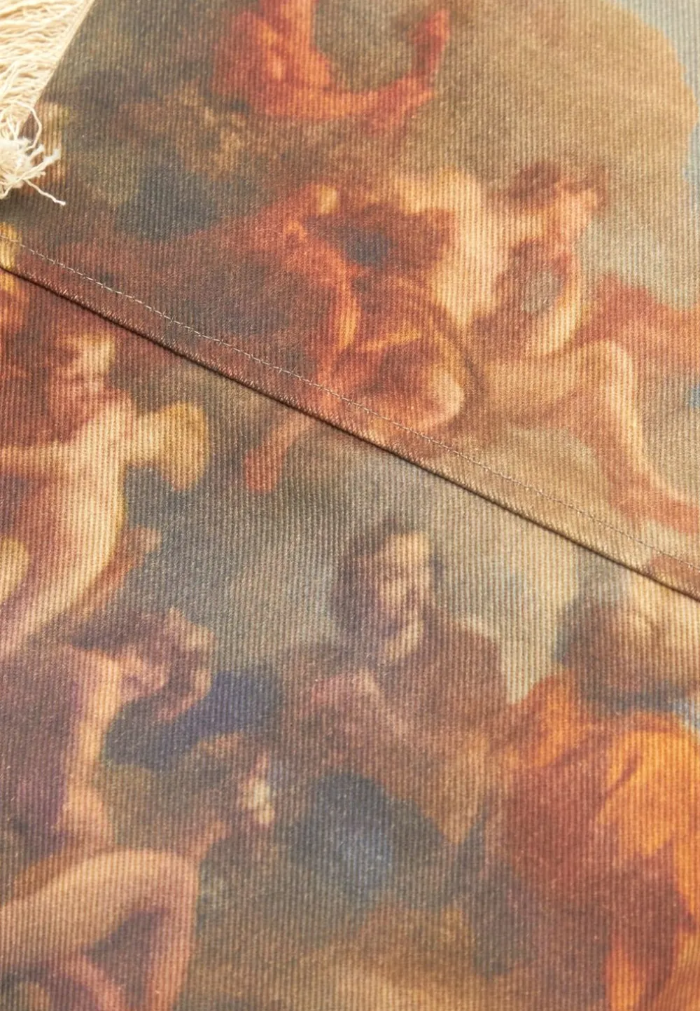 Mid Rise Art Cargo Pants With Tassels