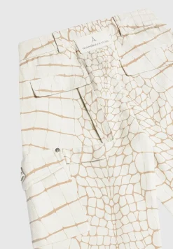 Mid Rise Croc Print Cargo Pants