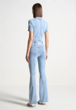 Mini Flared Denim Jumpsuit