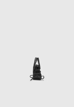 Miniature Caged Vegan Leather Lace Up Bag