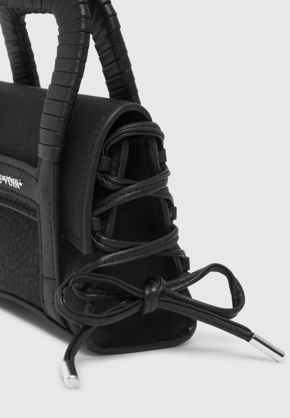 Miniature Caged Vegan Leather Lace Up Bag