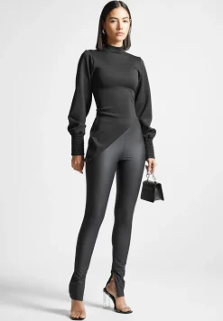 Mock Neck Asymmetric Top