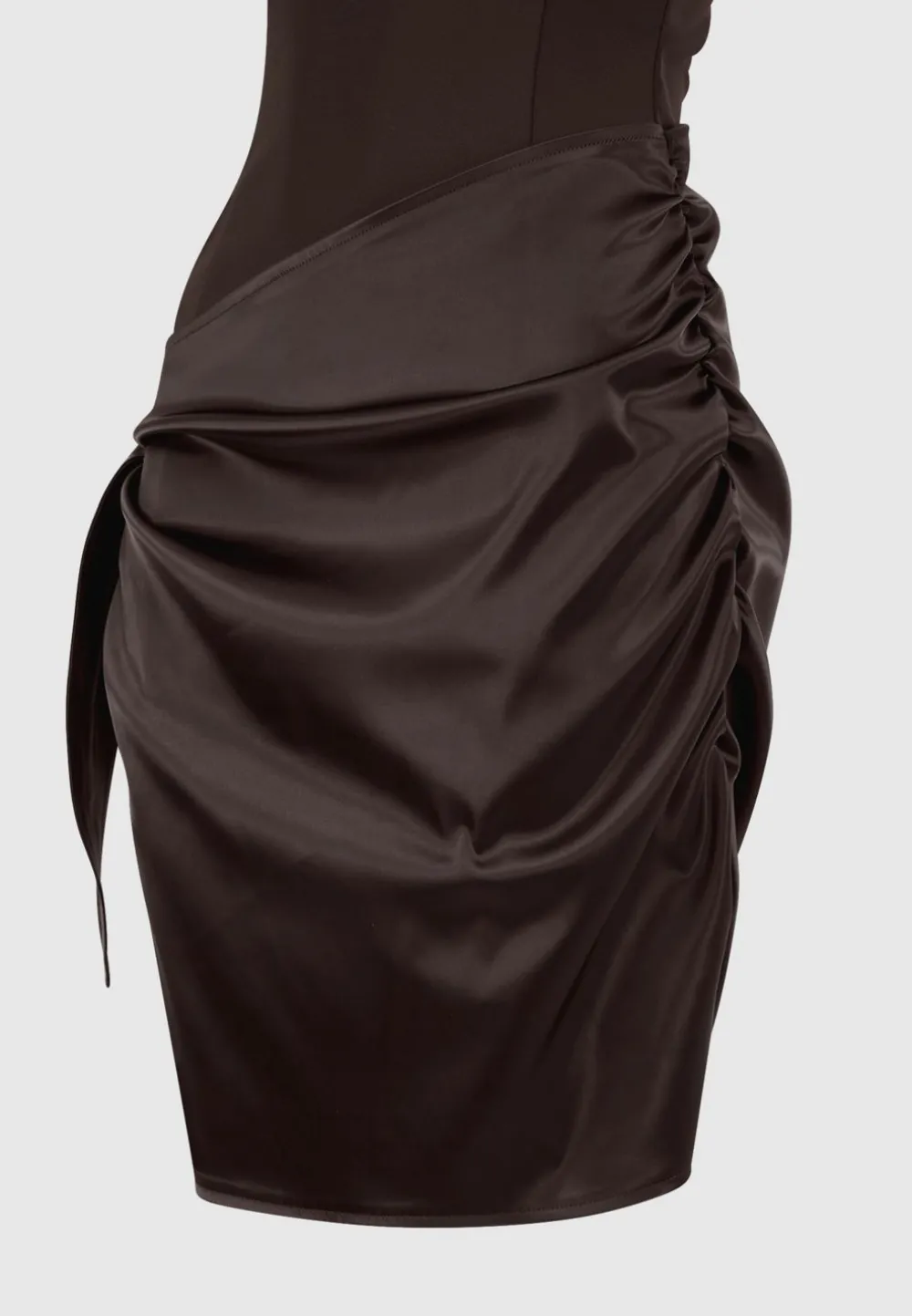 Neoprene & Satin Wrap Bodycon Dress