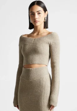 Off Shoulder Knit Crop Top