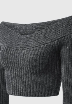 Off Shoulder Knit Crop Top