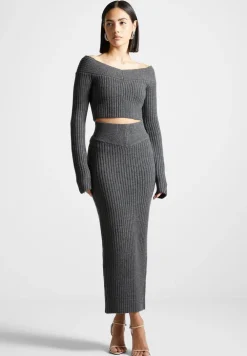 Off Shoulder Knit Crop Top