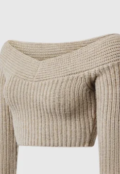 Off Shoulder Knit Crop Top