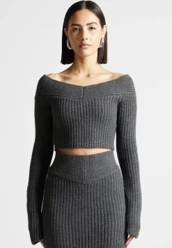 Off Shoulder Knit Crop Top