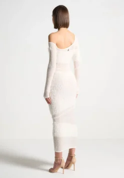 Off Shoulder Knitted Maxi Dress