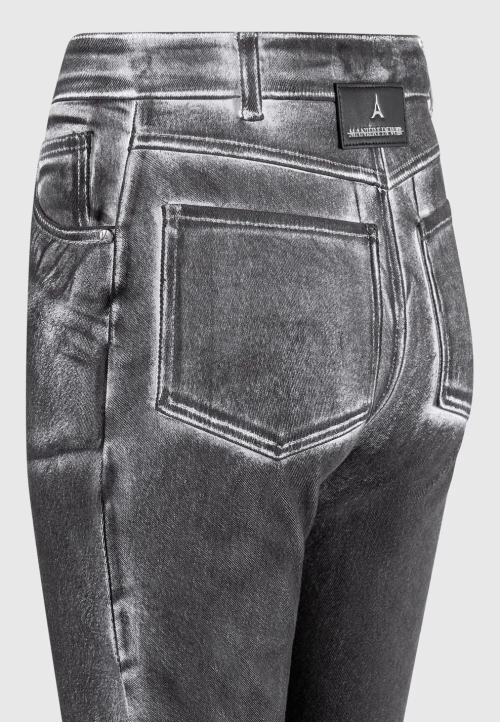 Oil Print Tacked Fit And Flare Jeans